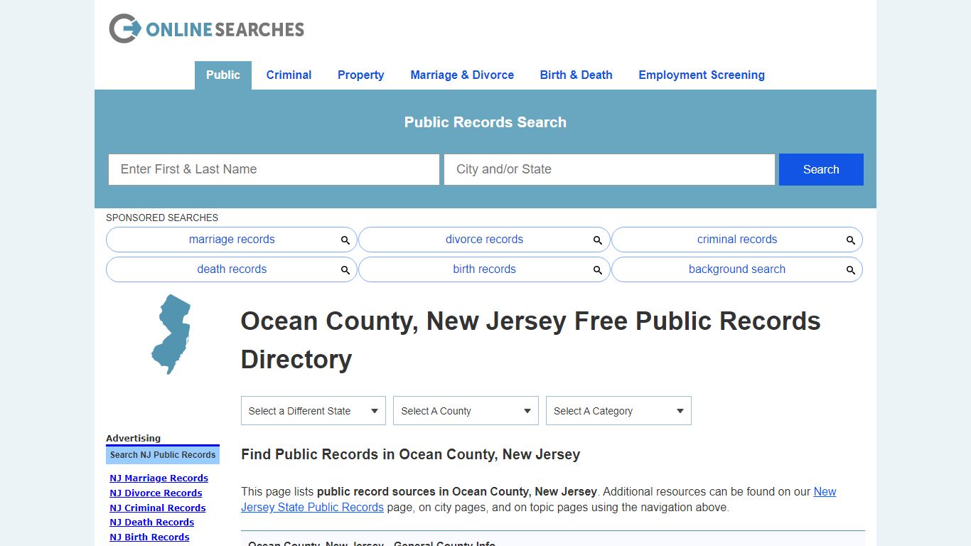 Ocean County, New Jersey Free Public Records Directory